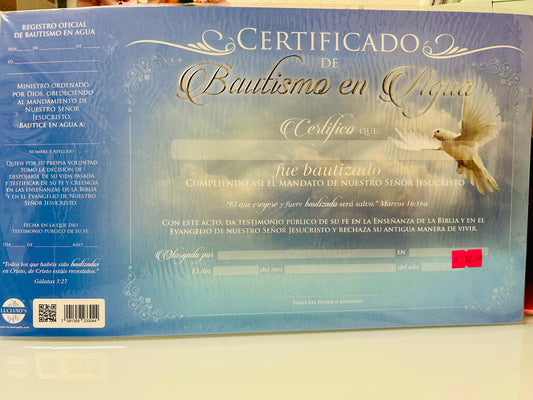 Certificado de Bautismo en Agua (Paloma)
