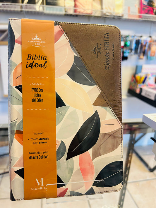 Biblia Ideal Hojas del Edén RVR1960 cierre (zipper)