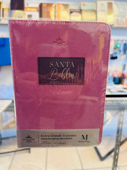 Biblia Pequeña color lila con índice letra 11 puntos