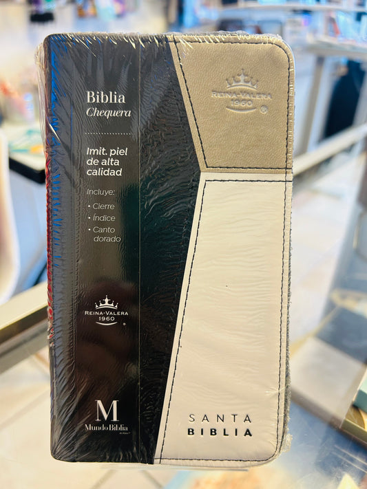 Biblia Chequera Negra con cierre e Índice